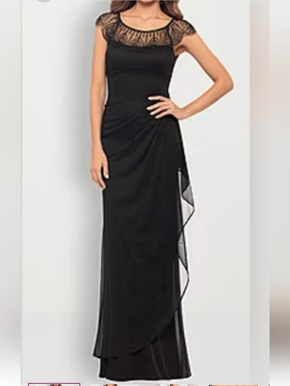 Chic Black Maxi Skirt with Sheer Draped Overlay